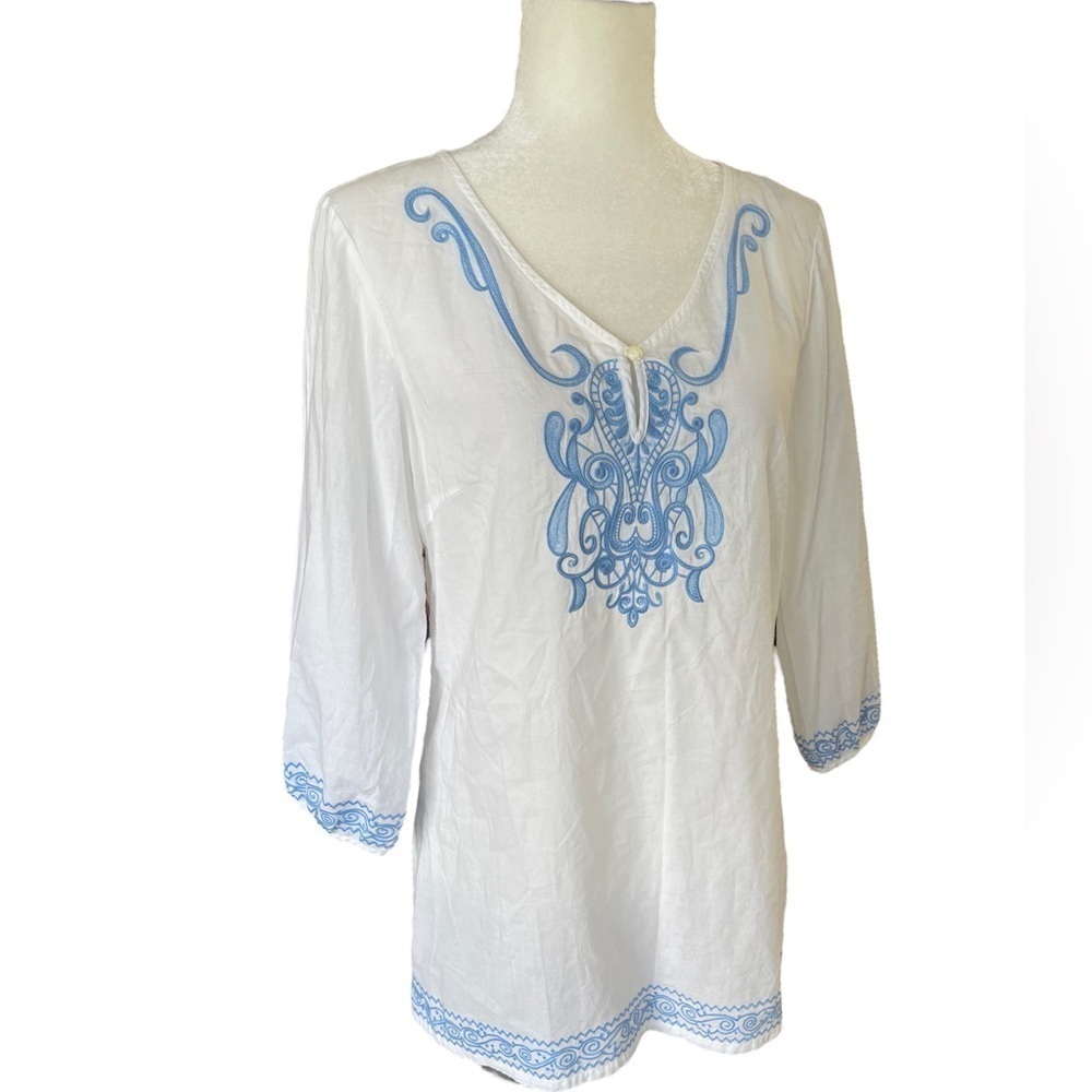 NWOT J. McLaughlin Embroidered Pembrooke Tunic Top White - Picture 4 of 12